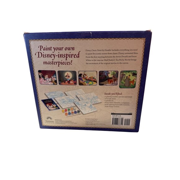 Disney Classic Paint-By-Number Kit Includes 5 Canvases Stands 10 Acrylic Paints - Picture 4 of 9